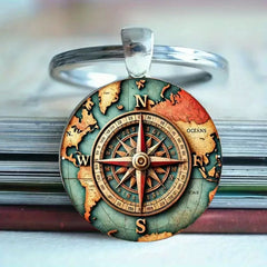World Map Compass Alloy Keychain – Explorer’s Edition