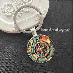 World Map Compass Alloy Keychain – Explorer’s Edition