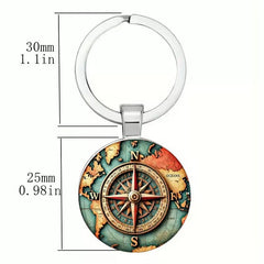 World Map Compass Alloy Keychain – Explorer’s Edition