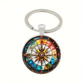 Vintage Compass Alloy Keychain – Colorful Navigational Design