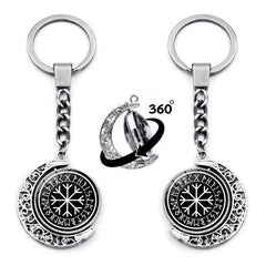 Nordic Runes Alloy Keychain – Stress Relief Crescent Moon Amulet