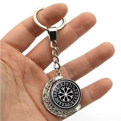 Nordic Runes Alloy Keychain – Stress Relief Crescent Moon Amulet