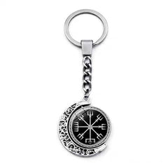 Nordic Runes Alloy Keychain – Stress Relief Crescent Moon Amulet