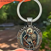 Saint Michael Alloy Keychain – "Protect Us" Guardian Angel Design