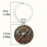 Viking Double Axe Alloy Keychain – Norse Shield Design
