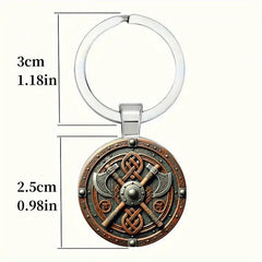Viking Double Axe Alloy Keychain – Norse Shield Design