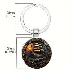 Vintage Sailing Ship Alloy Keychain – Nautical Adventure Key Ring
