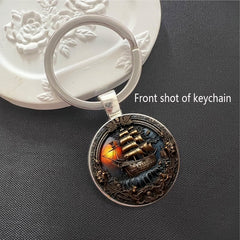 Vintage Sailing Ship Alloy Keychain – Nautical Adventure Key Ring