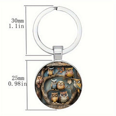 Cute Owl Family Alloy Keychain