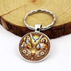  Christian Religious Key Ring with Sacred Chalice & Dove