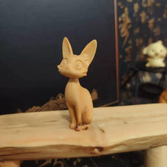 Handcrafted Thuja Wood Cat Figurine – Unique Carved Art Sculpture