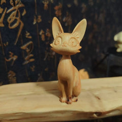 Handcrafted Thuja Wood Cat Figurine – Unique Carved Art Sculpture