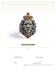 Regal Lion King Crown Alloy Ring – Majestic Statement Jewelry