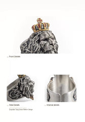 Regal Lion King Crown Alloy Ring – Majestic Statement Jewelry