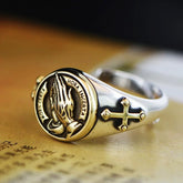 Praying Hands Ring – Vintage Alloy Cross Signet