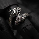 Double Dragon Head Alloy Ring – Adjustable Mythical Jewelry