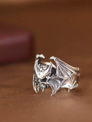 Vintage Alloy Bat Skull Ring