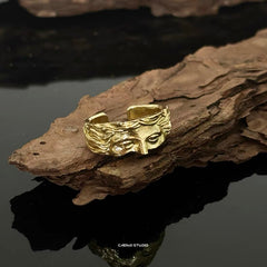 Vintage Alloy Face Open Ring – Artistic Statement Jewelry