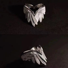 Angel Wings Adjustable Ring – Alloy Feather Design