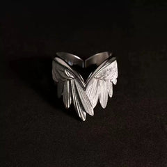 Angel Wings Adjustable Ring – Alloy Feather Design
