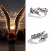 Angel & Demon Wings Couple Rings – Adjustable Alloy Matching Bands