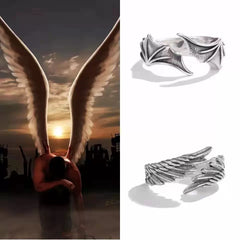 Angel & Demon Wings Couple Rings – Adjustable Alloy Matching Bands