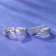 Angel & Demon Wings Couple Rings – Adjustable Alloy Matching Bands