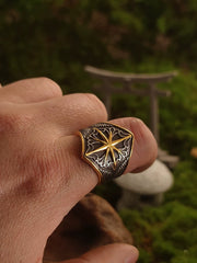 Nordic Compass Shield Ring
