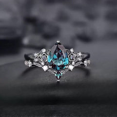 Vintage Teardrop Zirconia Ring Set – Alloy, Floral Design,