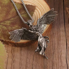 Vintage Alloy Angel Wing Pendant Necklace