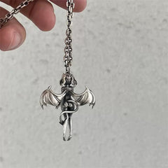 Gothic Succubus Demon Wing Pendant Necklace