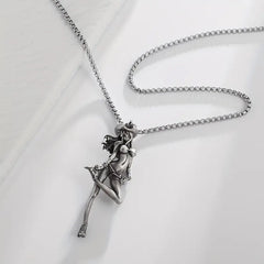 Sexy Cowgirl Pendant Necklace – Vintage Silver Western Charm