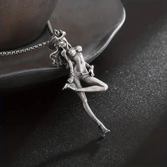 Sexy Cowgirl Pendant Necklace – Vintage Silver Western Charm