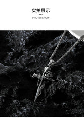 Rose Cross Pendant Necklace