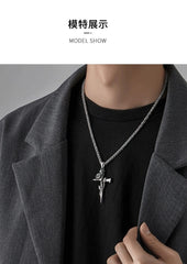 Rose Cross Pendant Necklace