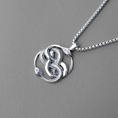 Double-Headed Snake Knot Pendant Necklace – Vintage Serpent Amulet Jewelry