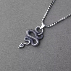 Vintage Twisted Snake Pendant Necklace – Gothic Serpent Amulet Jewelry