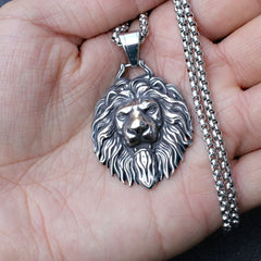 Bold Lion Head Pendant Necklace