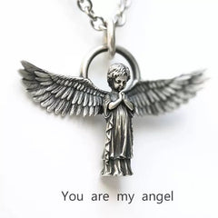 Vintage Alloy Angel Wings Pendant Necklace