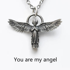 Vintage Alloy Angel Wings Pendant Necklace