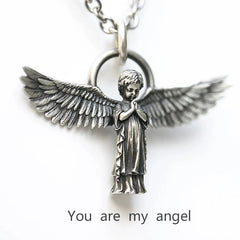 Vintage Alloy Angel Wings Pendant Necklace
