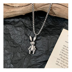 Playful Alloy Rabbit Charm Necklace – Unique Fashion Accessory