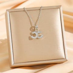Luxury Alloy Double C Pendant Necklace – Gold & Silver Plated, Rhinestone Accents
