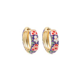 Vintage Floral Enamel Hoop Earrings – Colorful Alloy Statement Jewelry