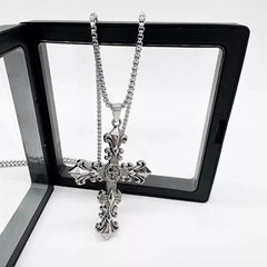 Vintage Alloy Gothic Cross Pendant Necklace for Men