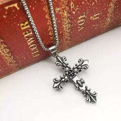 Vintage Alloy Gothic Cross Pendant Necklace for Men