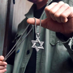 Vintage Alloy Star of David Pendant Necklace