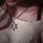 Vintage Alloy Star of David Pendant Necklace