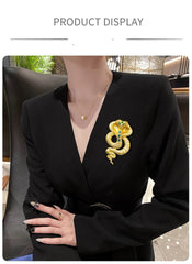Vintage Alloy Cobra Snake Brooch – Gold