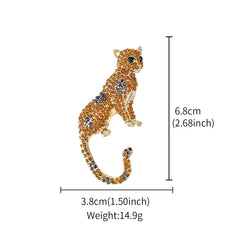 Vintage Alloy Leopard Brooch – Orange Crystal Animal Pin